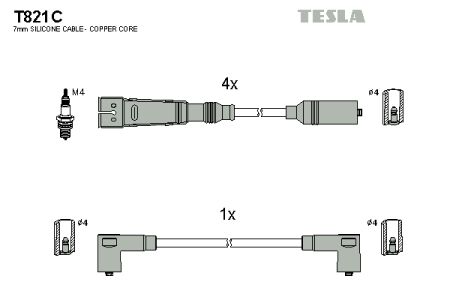 TES T821C TESLA Кабель зажигания, к-кт TESLA Seat,VW 88-02 1,4;1,7 купить дешево
