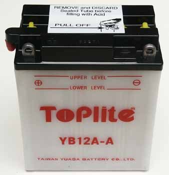 YB12A-A TOPLITE 12V,12Ah,д. 135, ш. 81, в.161, объем 0,8, вес 4,1 кг,без электролита купить дешево