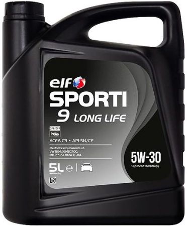 ELF 10-5 SP9 LL ELF Масло моторное Elf Sporti 9 LONGLIFE / 5W30 / 5л. / (ACEA C3, API SN/CF, VW 504.00/507.00 ) купить дешево