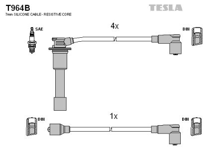 TES T964B TESLA Комплект высоковольтных проводов купити дешево