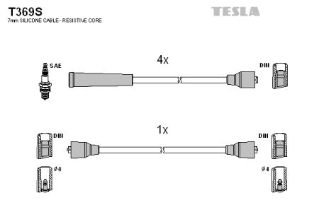 TES T369S TESLA Комплект высоковольтных проводов купить дешево