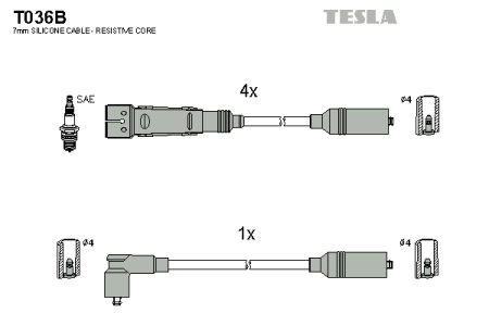 TES T036B TESLA Комплект высоковольтных проводов купить дешево