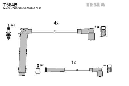 TES T564B TESLA Комплект высоковольтных проводов купить дешево