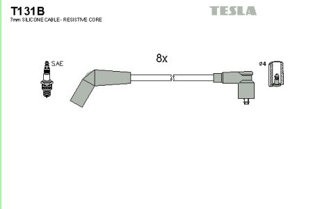 TES T131B TESLA Комплект высоковольтных проводов купити дешево