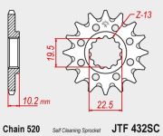 JT SPROCKETS  Передняя звезда - легкая - для 520 цепи -14зуб. DR350S/400'00-/RM250 -'04  JTF432SC-14