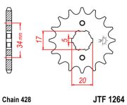 JT SPROCKETS  Передняя звезда 17зуб. Honda XLR,XR 125, JTF1264-17