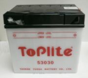 TOPLITE 53030 12V,30Ah,д. 186, ш. 130, в.171, объем 1,8, вес 8,6 кг,без электролита