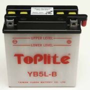 TOPLITE YB5LB 12V,5Ah,д. 121, ш. 61, в.131, объем 0,4, вес 2 кг,без электролита на автомобиль YAMAHA SRX