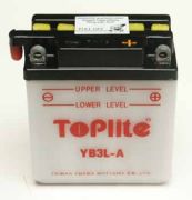 TOPLITE YB3LA 12V,3Ah,д. 99, ш. 57, в.111, объем 0,25, вес 1,3 кг,без электролита на автомобиль HONDA XR