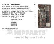 NIPPARTS J1242191 Комплект прокладок, головка цилиндра на автомобиль TOYOTA CAMRY