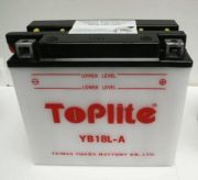 TOPLITE YB18LA 12V,18Ah,д. 182, ш. 92, в.164, объем 1,2, вес 5,7 кг,без электролита на автомобиль MOTO GUZZI 850