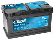 EXIDE EXIEL752 Акумулятор EXIDE EFB - 75Ah/ EN 730 / 315x175x175 (ДхШхВ)