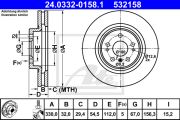 ATE ATE532158 Тормозные диски на автомобиль MERCEDES-BENZ M-CLASS