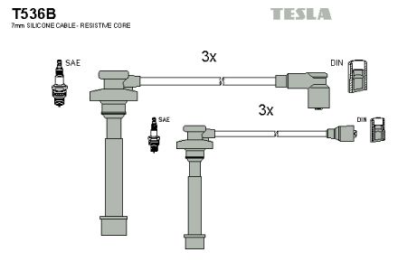 TES T536B TESLA Комплект высоковольтных проводов купити дешево