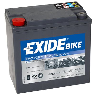 EXI GEL12-14 EXIDE Акумулятор EXIDE GEL [12B] 14 Ah/  150x87x145 (ДхШхВ) CCA 150 купити дешево
