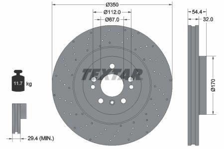 T 92254405 TEXTAR Тормозной диск купить дешево